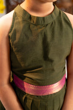 Haritha Olive Mangalagiri Pavada Set