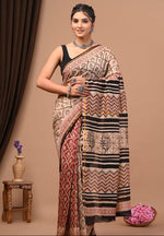 Handblock Chanderi Silk Cotton Sarees image 0