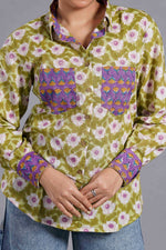 Olive Sanganeri Patchwork Shirt image 4