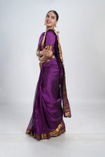 Rich Royal Purple Mangalgiri Silk Saree image 5