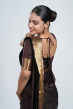 Deep Brown Mangalgiri Silk Saree image 3