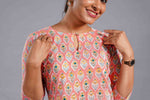 Peach Sanganeri Classic Kurta Set image 1