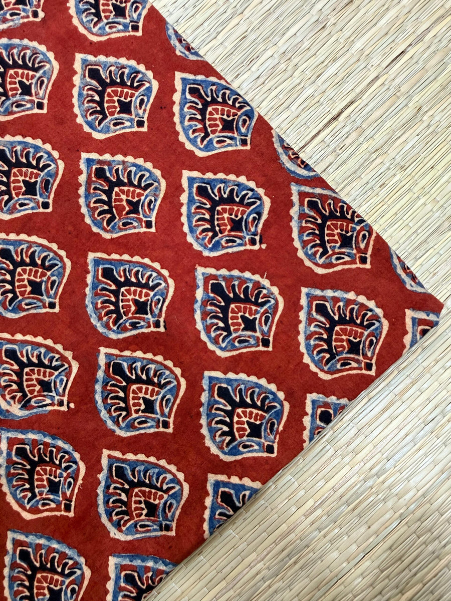 Ajrakh Blockprint Natural Running Fabrics image 0