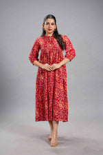 Crimson Bloom Sanganeri Dress image 0