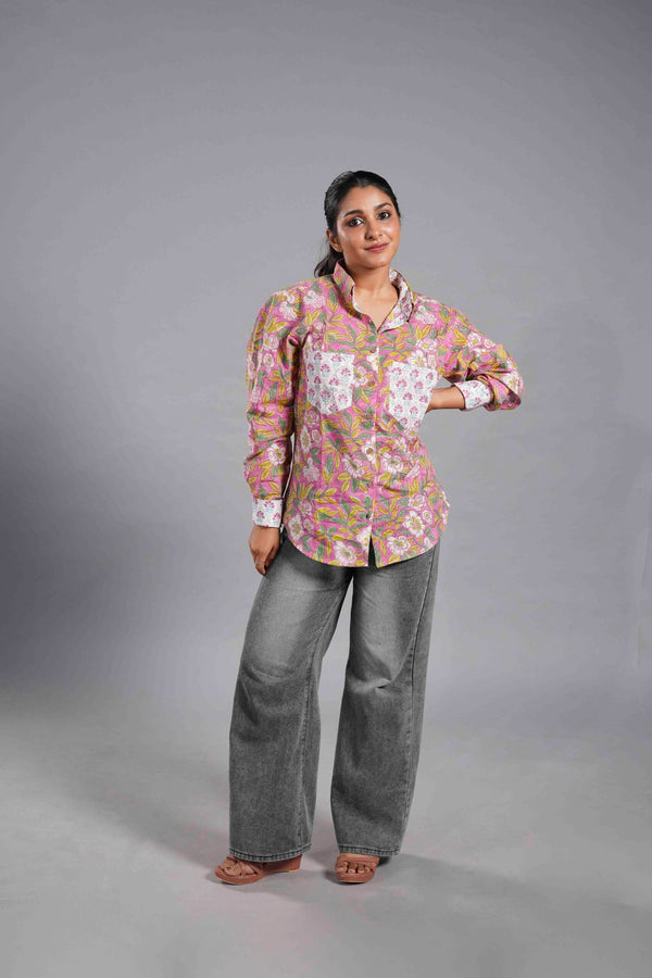 Blush Garden Sanganeri Shirt image 0