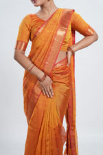 Golden Orange Mangalgiri Silk Saree image 5