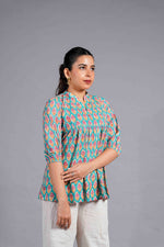 Teal Sanganeri Buta Top image 4