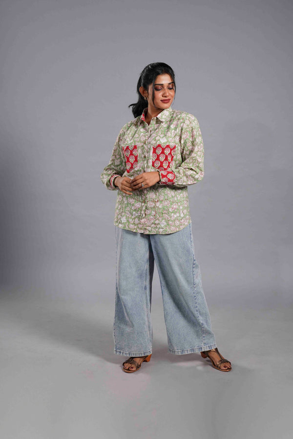Sage Sanganeri Contrast Shirt image 0