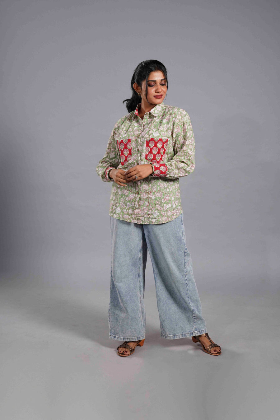 Sage Sanganeri Contrast Shirt image 0