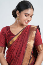 Maroon Red Mangalgiri Silk Saree image 1