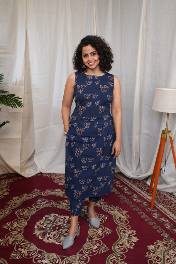 Ajrakh Blue Butterfly Co-Ord Set image 0