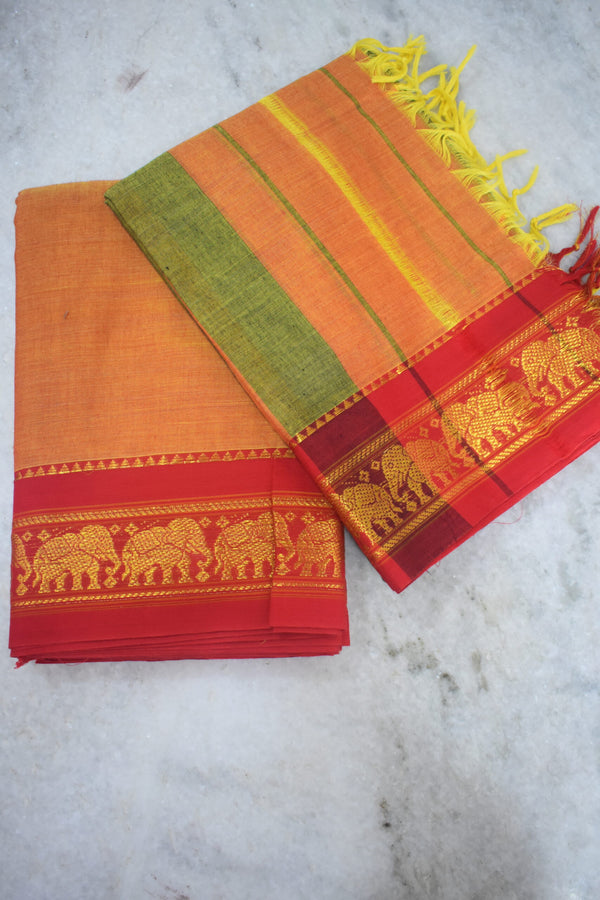 Narayanpet Jari Elephant Cotton Suit Set image 0