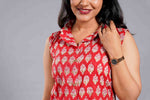 Crimson Leaf Sanganeri Sleeveless Kurta Set image 2