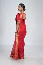 Vermillion Red Mangalgiri Silk Saree image 4