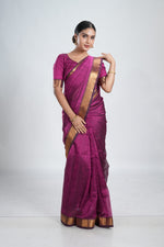 Rani Purple Mangalgiri Silk Saree image 0