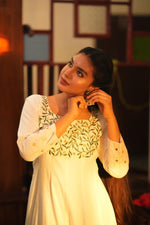 White Anarkali With Leaf Embroidery image 1