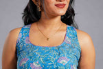 Turquoise Sanganeri Sleeveless Kurta Set image 1