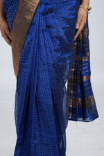 Royal Blue Mangalgiri Silk Saree image 4