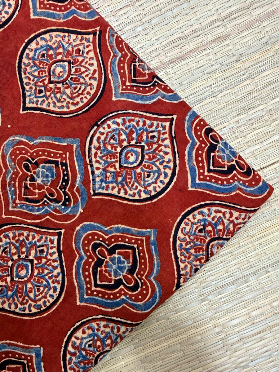 Ajrakh Blockprint Natural Running Fabrics image 0