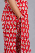 Crimson Leaf Sanganeri Sleeveless Kurta Set image 4