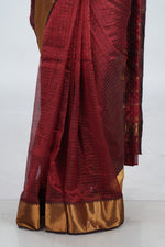 Deep Maroon Mangalgiri Silk Saree image 4