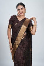 Deep Brown Mangalgiri Silk Saree image 1