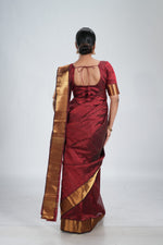 Deep Maroon Mangalgiri Silk Saree image 6