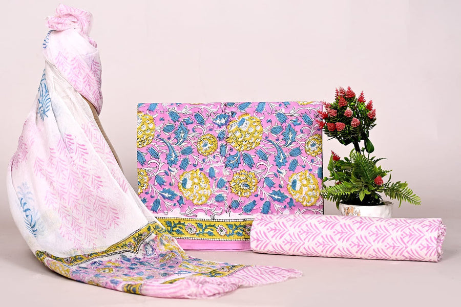 Mul Cotton Suit Sets With Shiffon Dupatta image 0