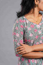Mint Sanganeri Floral Kurta Set image 2