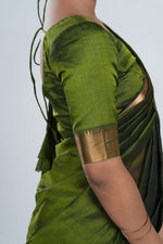 Leaf Green Mangalgiri Silk Saree image 3
