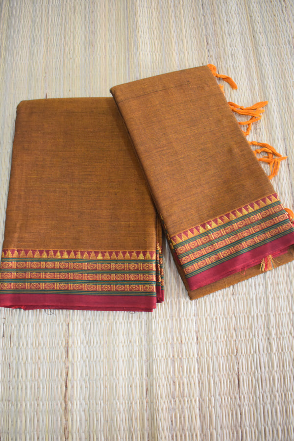 Narayanpet Small Rudhrakshi Border Cotton Suit Set image 0