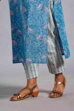 Turquoise Sanganeri Sleeveless Kurta Set image 4