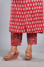 Crimson Leaf Sanganeri Sleeveless Kurta Set image 5