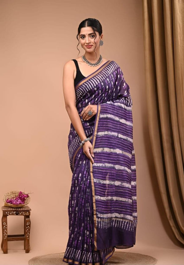 Handblock Chanderi Silk Cotton Sarees image 0