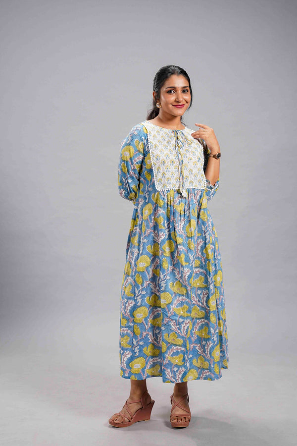 Blue Meadow Panelled Cotton Dress image 0