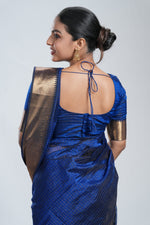 Royal Blue Mangalgiri Silk Saree image 3