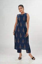 Blue Leaf Ajrakh Co-Ord Set image 0