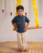 Neelayan Midnight Blue Mangalagiri Shirt